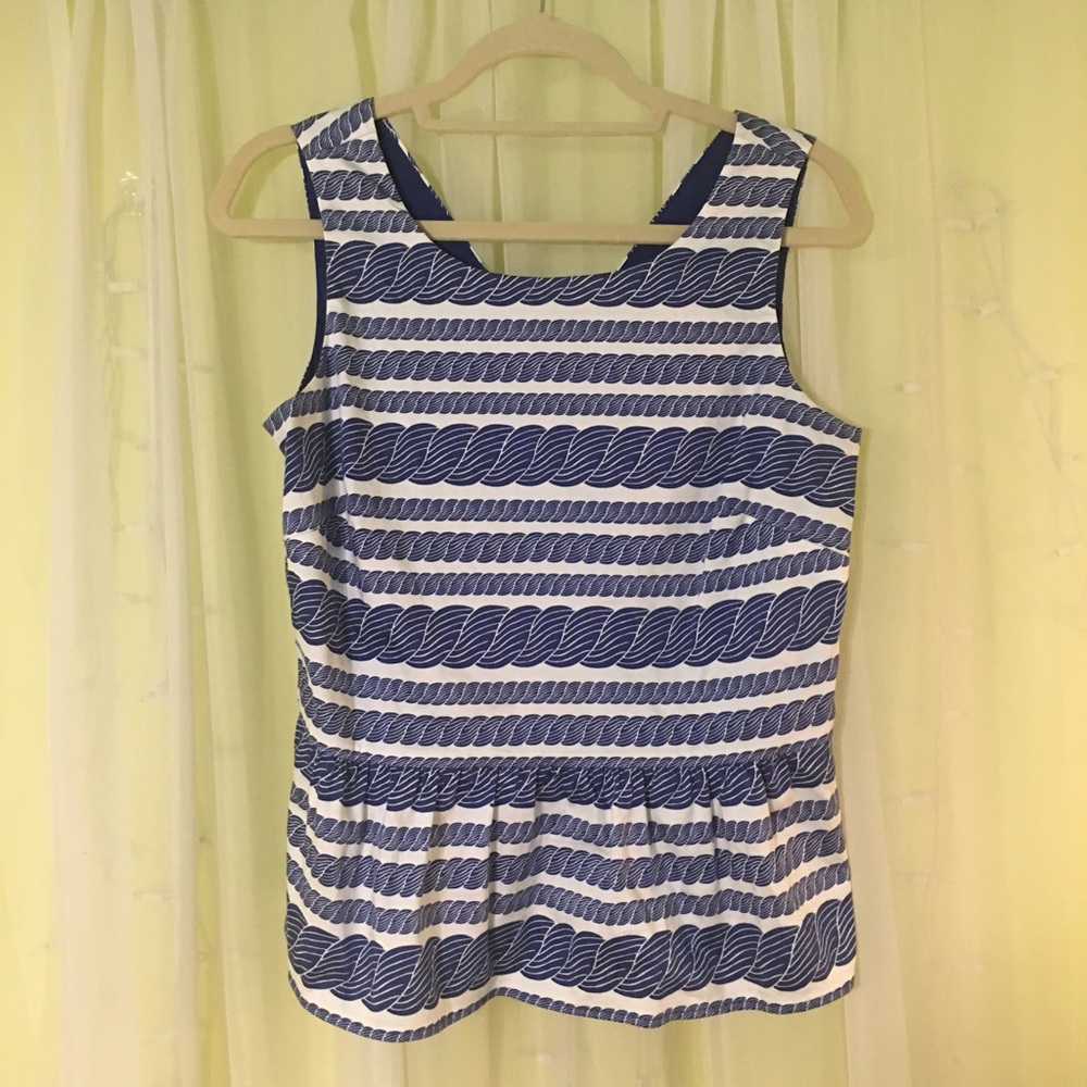 VINEYARD VINES ROPE PRINT PEPLUM TOP
